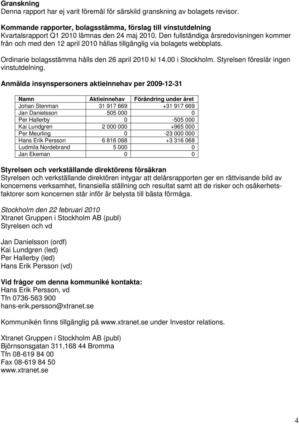 Styrelsen föreslår ingen vinstutdelning.