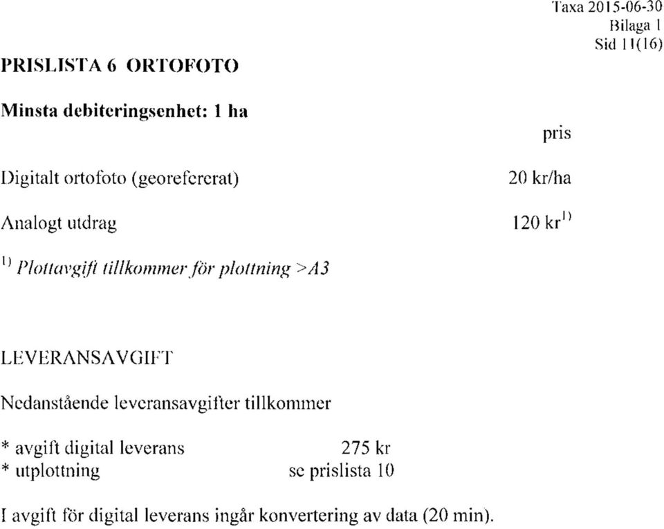 plottning >A3 LEVERANSAVGIFT Nedanstående leveransavgifter tillkommer * avgift digital