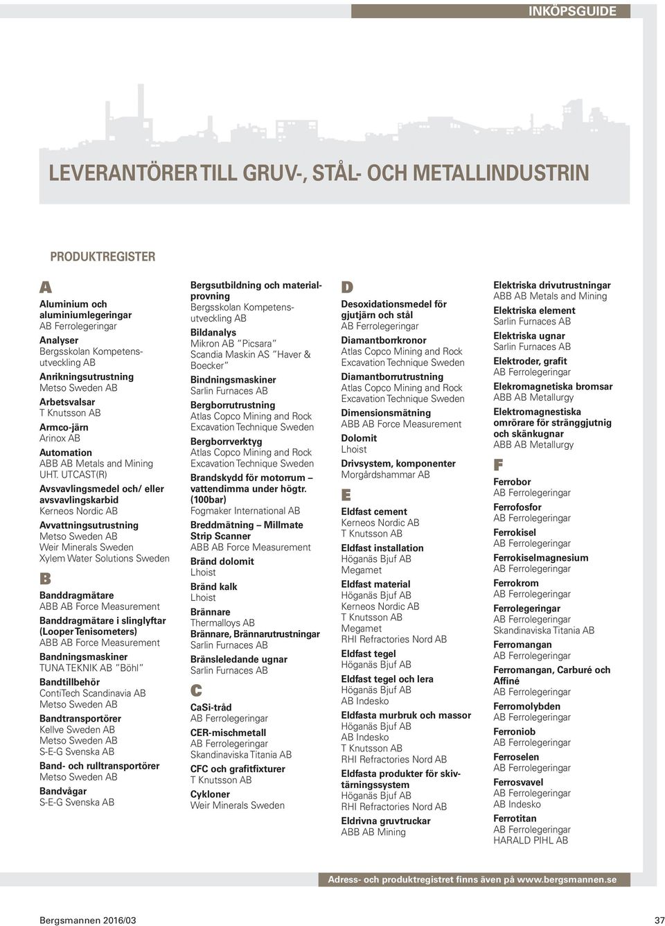 Bandtillbehör ContiTech Scandinavia Bandtransportörer Kellve Sweden S-E-G Svenska Band- och rulltransportörer Bandvågar S-E-G Svenska Bergsutbildning och materialprovning Bildanalys Mikron Picsara