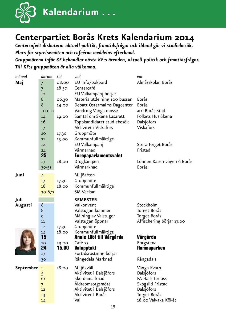 månad datum tid vad var Maj 7 08.00 EU info/bokbord Almåsskolan Borås 7 18.30 Centercafé 12 EU Valkampanj börjar 8 06.30 Materialutdelning 100 bussen Borås 8 14.