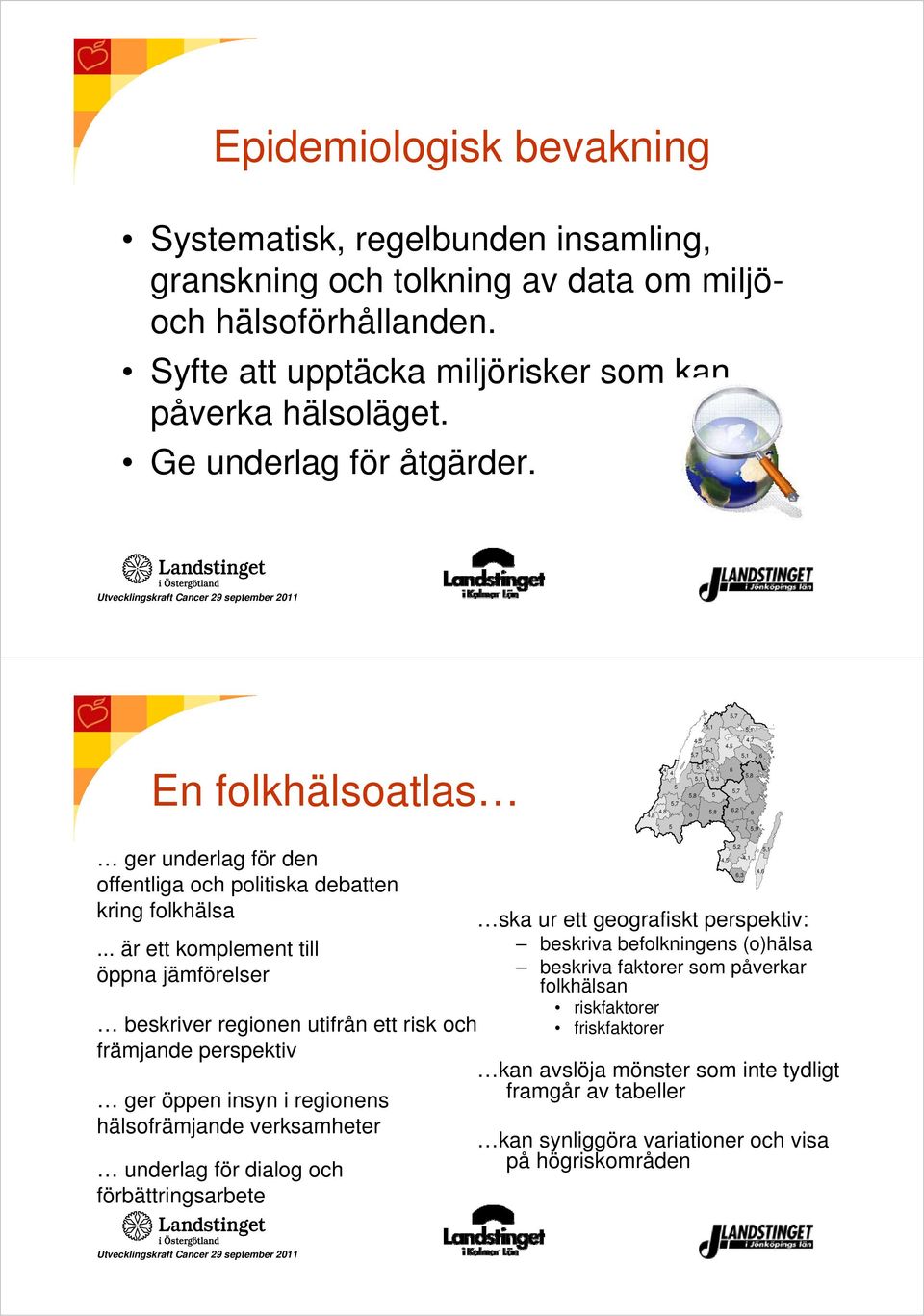 .. är ett komplement till öppna jämförelser beskriver regionen utifrån ett risk och främjande perspektiv ger öppen insyn i regionens hälsofrämjande verksamheter underlag för dialog och