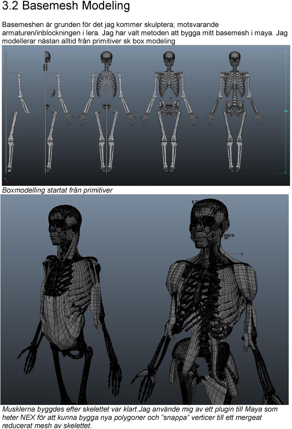 Jag modellerar nästan alltid från primitiver sk box modeling Boxmodelling startat från primitiver Musklerna byggdes