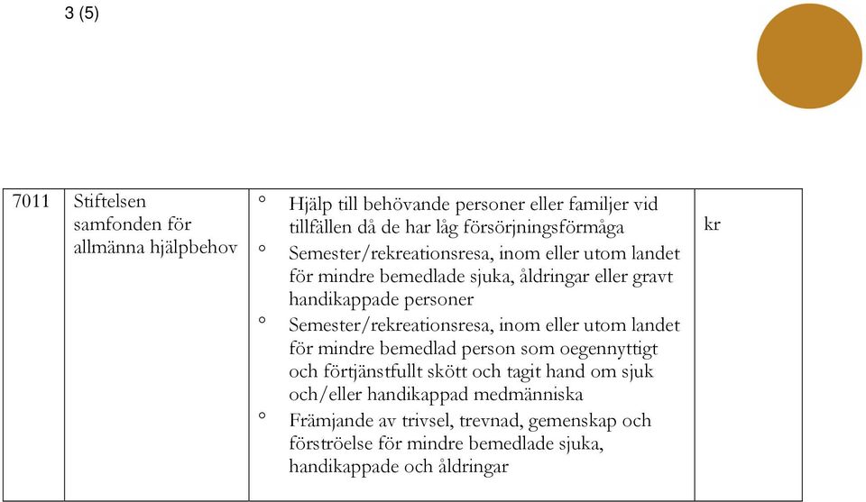 personer Semester/reeationsresa, inom eller utom landet för mindre bemedlad person som oegennyttigt och förtjänstfullt skött och tagit