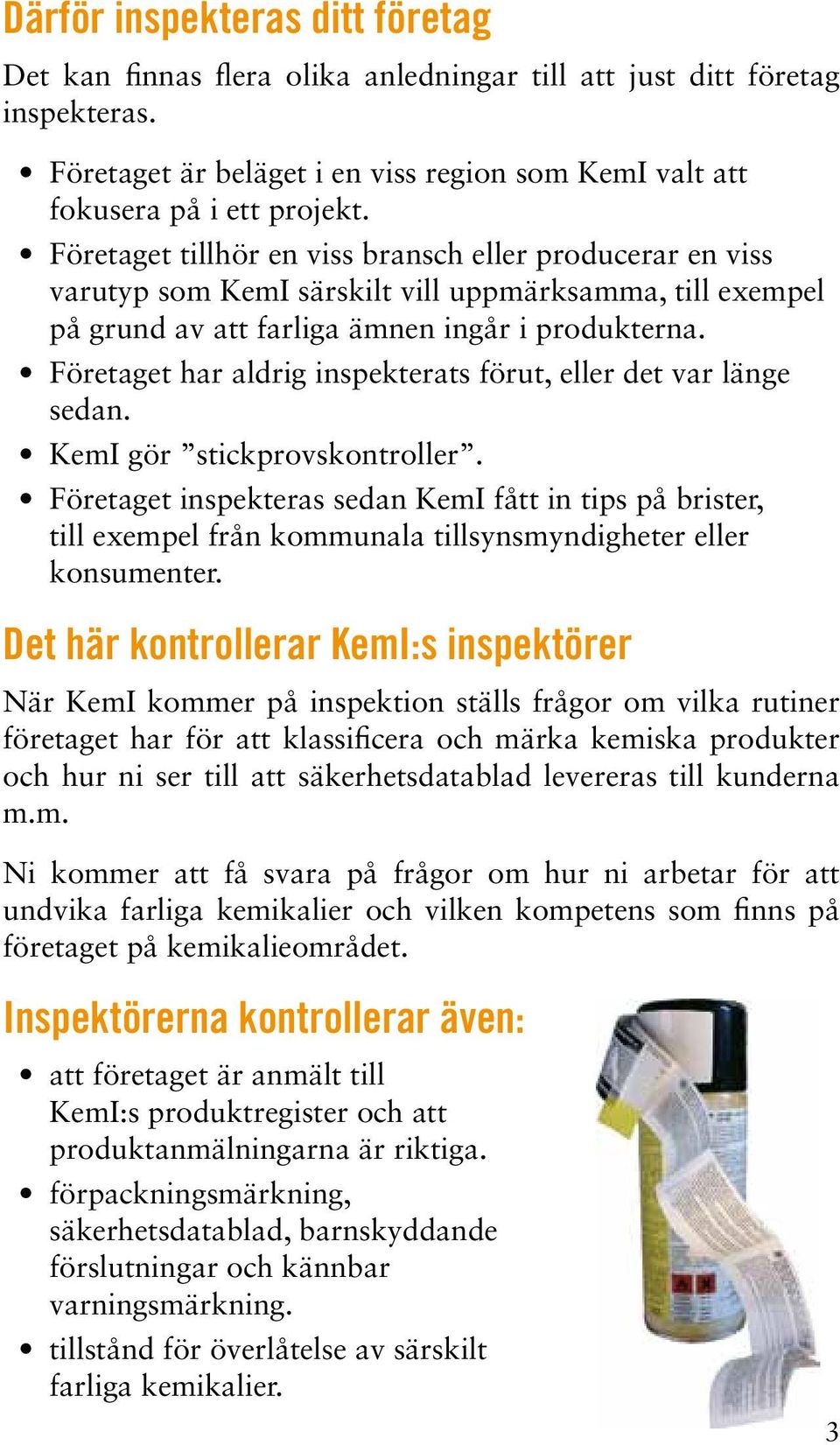 Företaget har aldrig inspekterats förut, eller det var länge sedan. KemI gör stickprovs kontroller.