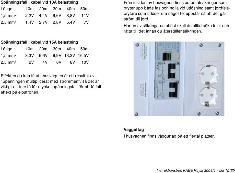 Har en av säkringarna utlöst skall du alltid söka felet och rätta till det innan du återställer säkringen.