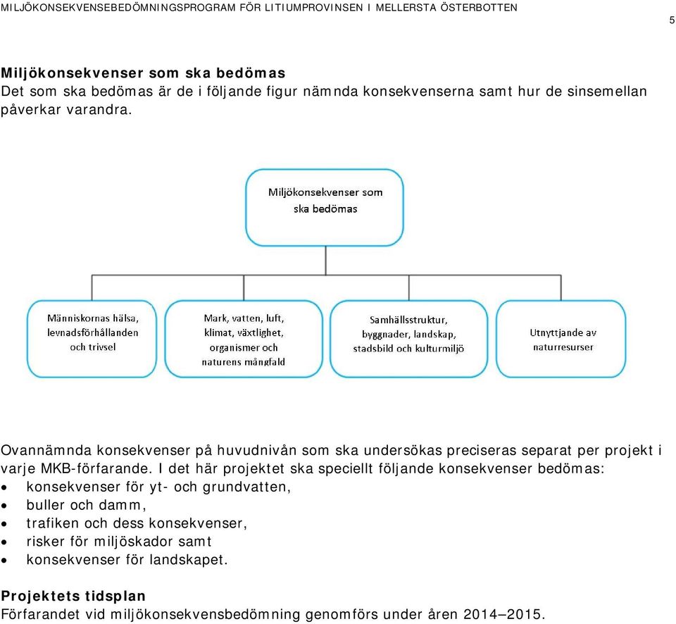 I det här projektet ska speciellt följande konsekvenser bedömas: konsekvenser för yt- och grundvatten, buller och damm, trafiken och dess