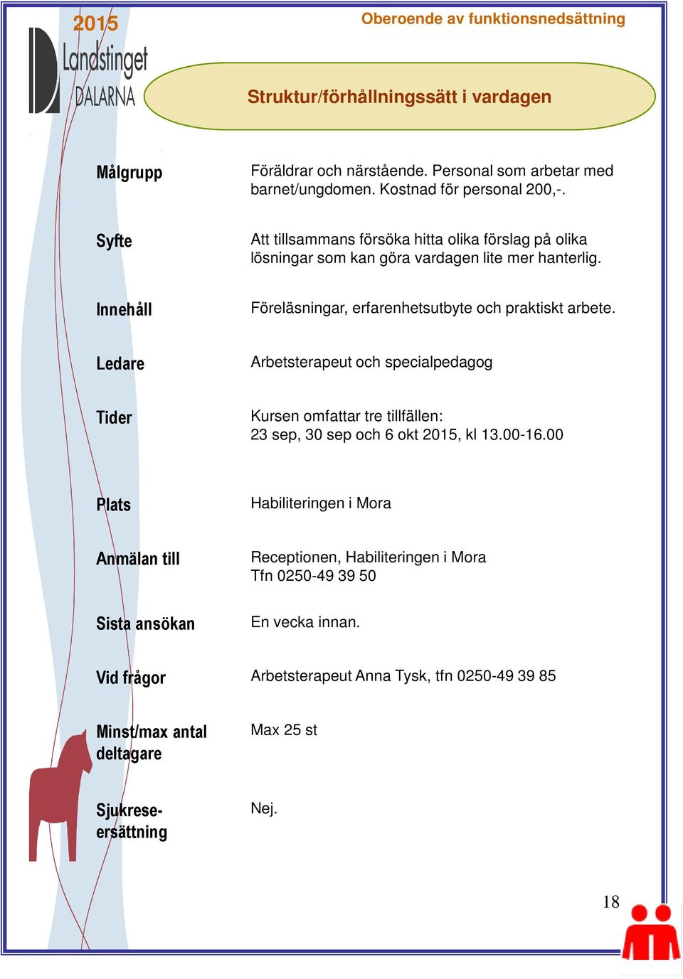 Föreläsningar, erfarenhetsutbyte och praktiskt arbete.