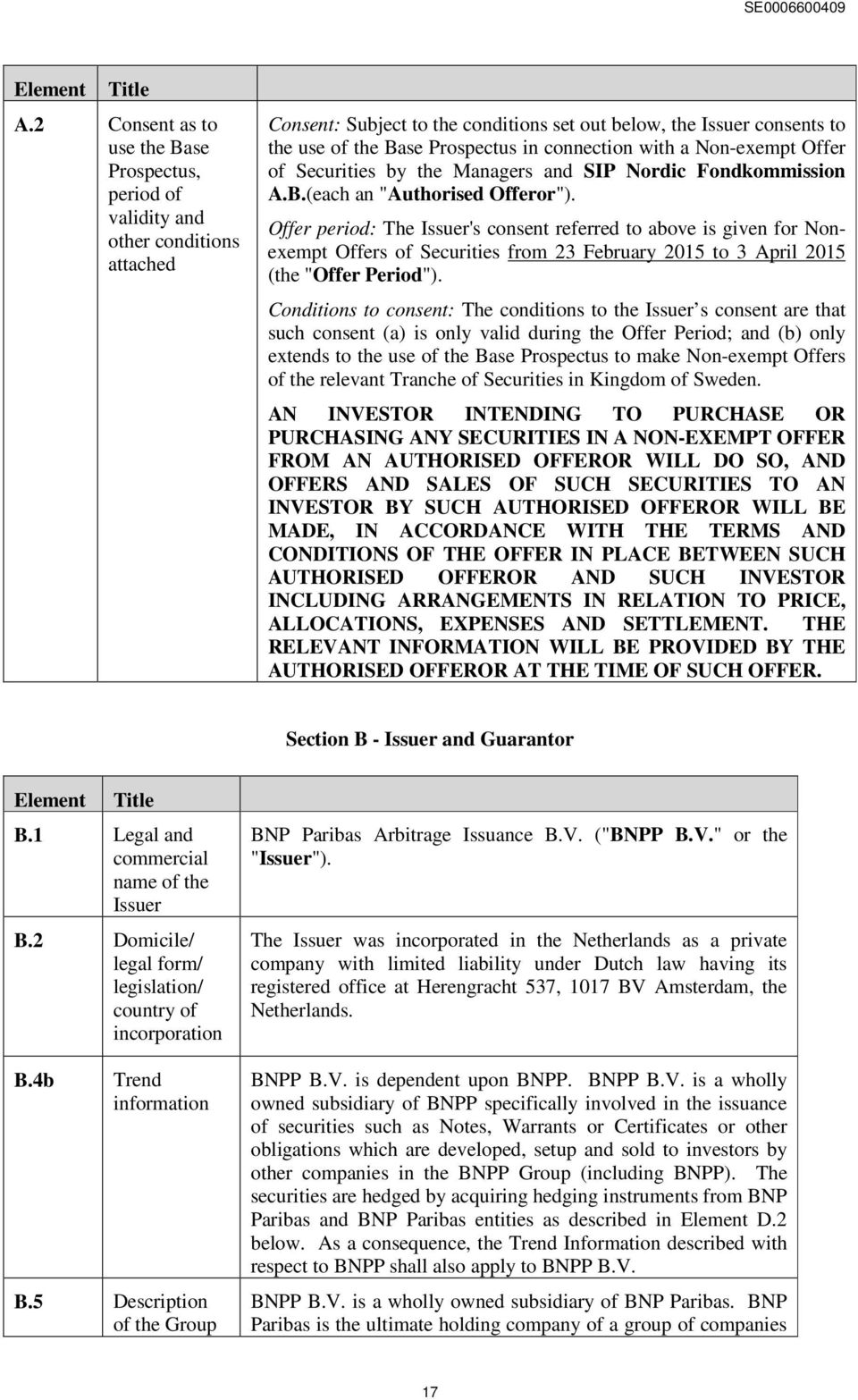 connection with a Non-exempt Offer of Securities by the Managers and SIP Nordic Fondkommission A.B.(each an "Authorised Offeror").