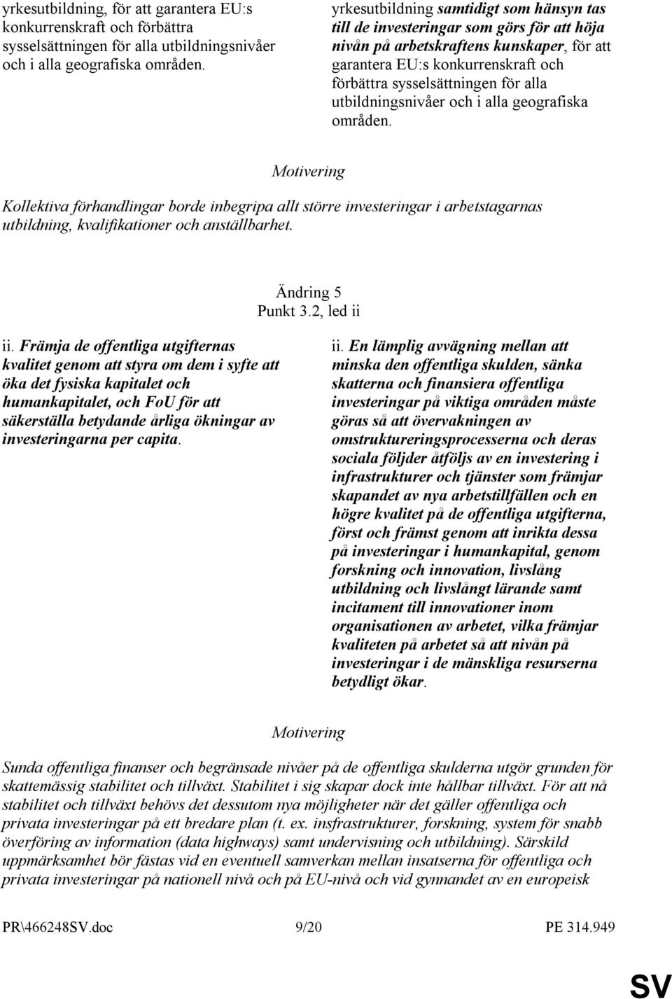 utbildningsnivåer och i alla geografiska områden. Kollektiva förhandlingar borde inbegripa allt större investeringar i arbetstagarnas utbildning, kvalifikationer och anställbarhet. Ändring 5 Punkt 3.