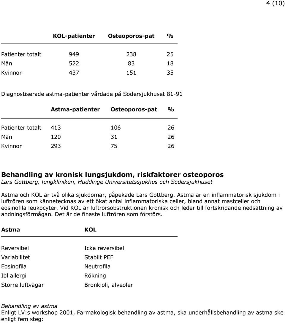 Astma och KOL är två olika sjukdomar, påpekade Lars Gottberg.