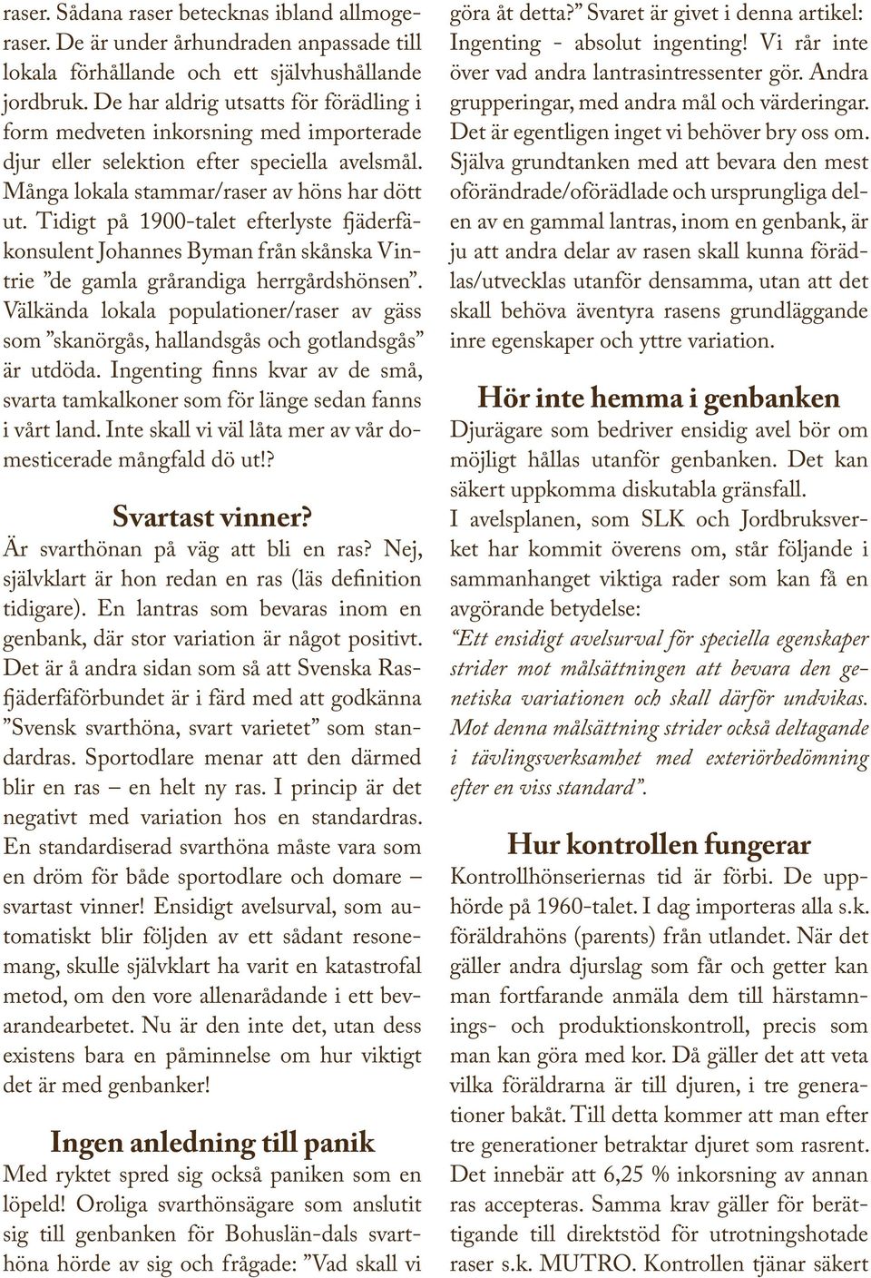 Tidigt på 1900-talet efterlyste fjäderfäkonsulent Johannes Byman från skånska Vintrie de gamla grårandiga herrgårdshönsen.