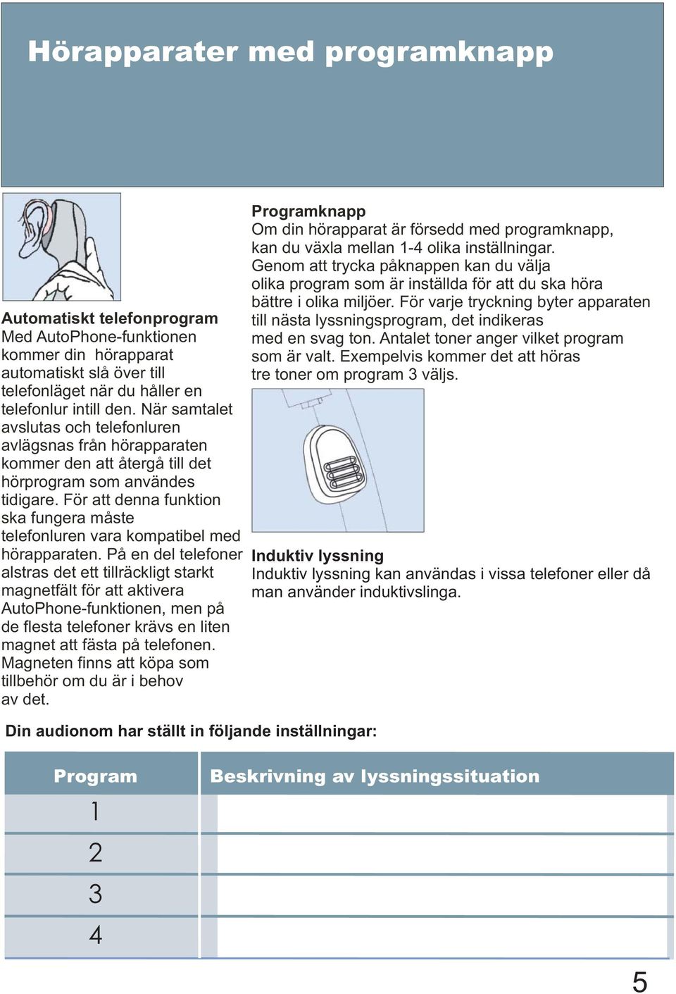 För att denna funktion ska fungera måste telefonluren vara kompatibel med hörapparaten.