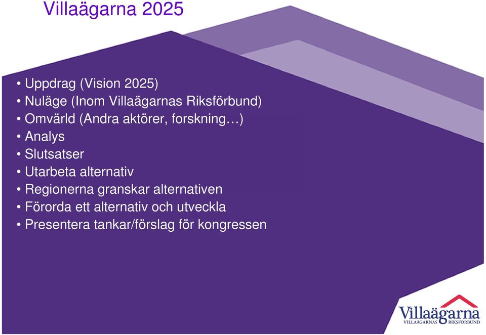 Slutsatser Utarbeta alternativ Regionerna granskar alternativen