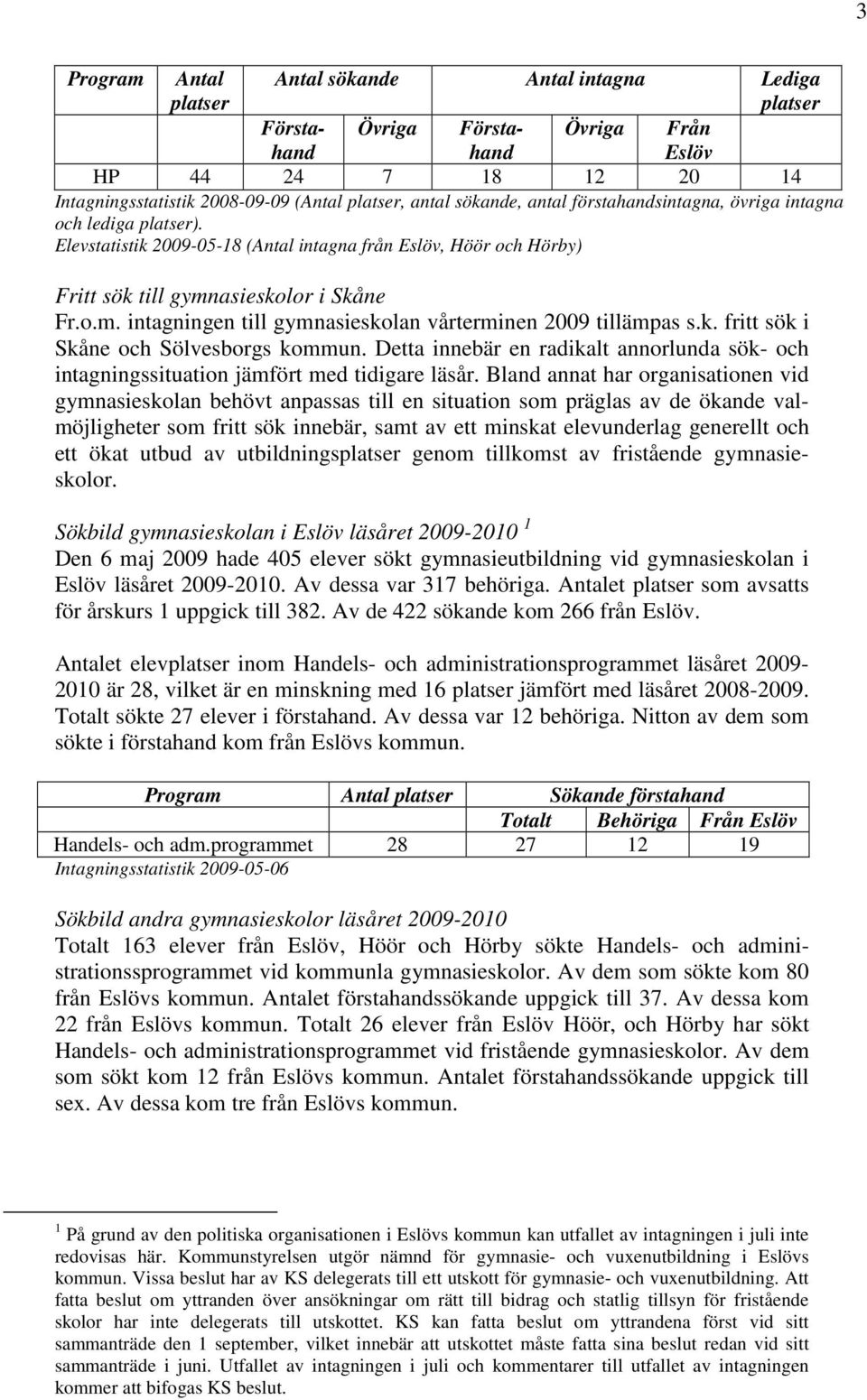 k. fritt sök i Skåne och Sölvesborgs kommun. Detta innebär en radikalt annorlunda sök- och intagningssituation jämfört med tidigare läsår.