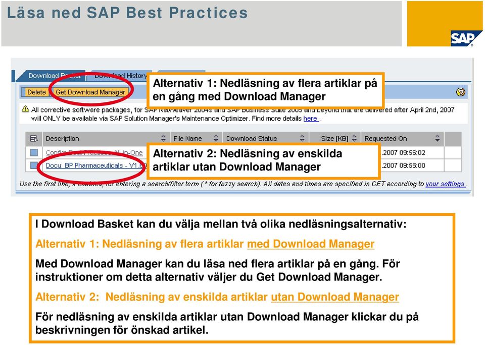 Manager kan du läsa ned flera artiklar på en gång. För instruktioner om detta alternativ väljer du Get Download Manager.