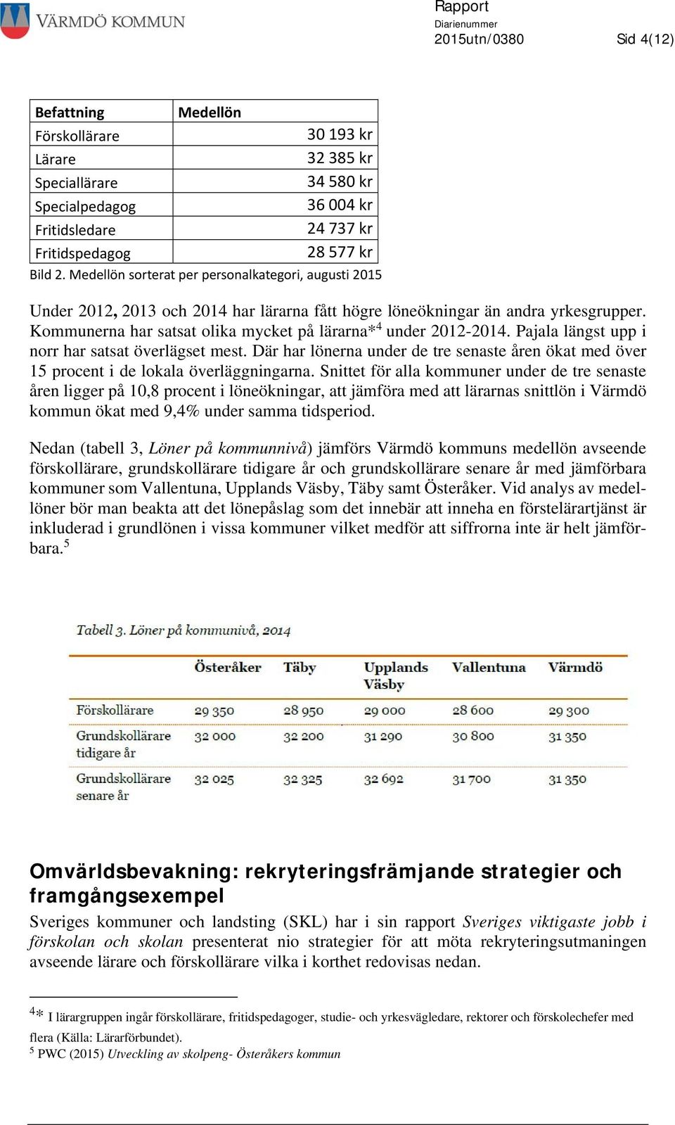 Kommunerna har satsat olika mycket på lärarna* 4 under 2012-2014. Pajala längst upp i norr har satsat överlägset mest.