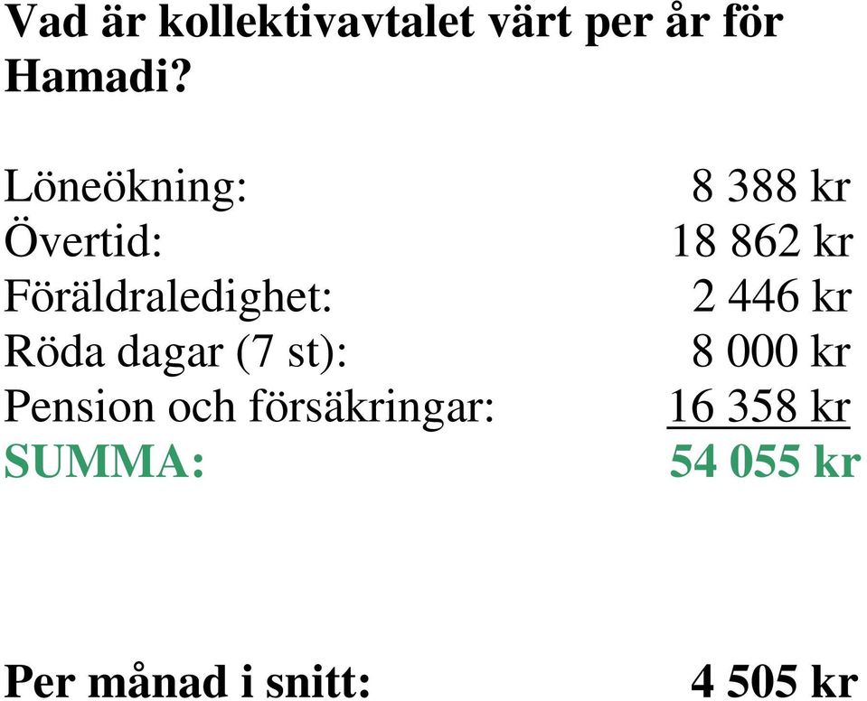 st): Pension och försäkringar: SUMMA: 8 388 kr 18 862