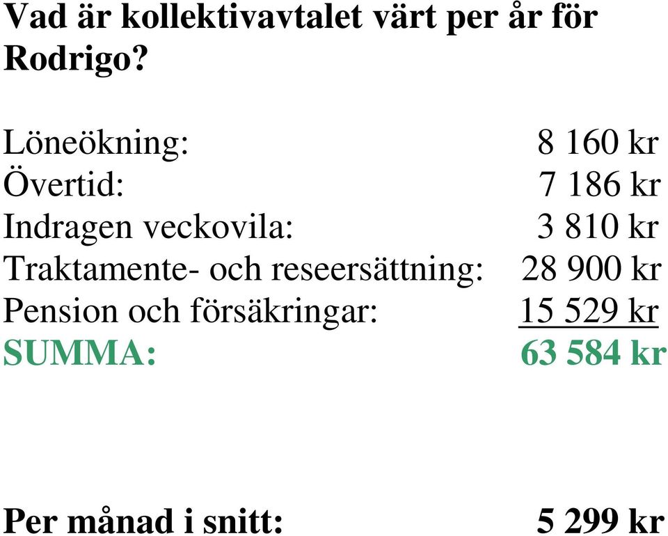 reseersättning: Pension och försäkringar: SUMMA: 8 160 kr 7