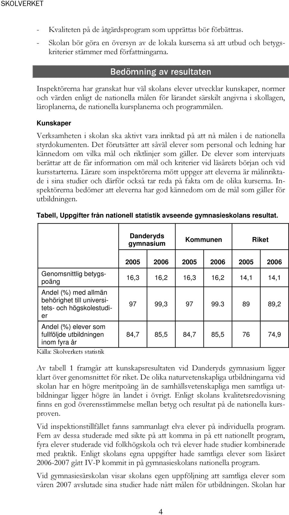 nationella kursplanerna och programmålen. Kunskaper Verksamheten i skolan ska aktivt vara inriktad på att nå målen i de nationella styrdokumenten.