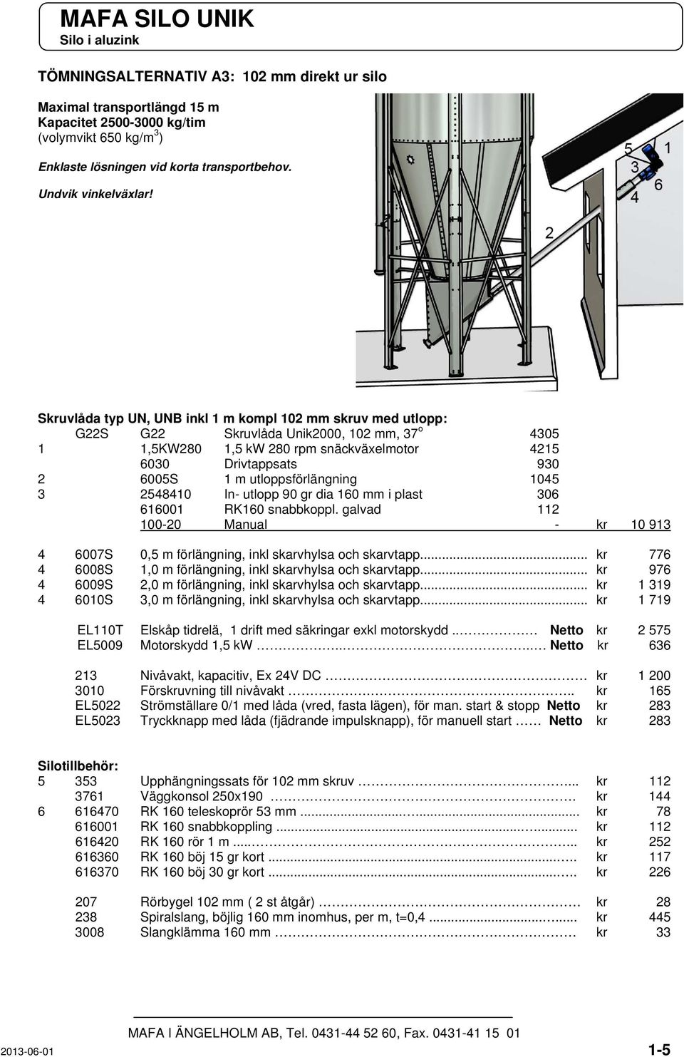 utloppsförlängning 1045 3 2548410 In- utlopp 90 gr dia 160 mm i plast 306 616001 RK160 snabbkoppl. galvad 112 100-20 Manual - kr 10 913 4 6007S 0,5 m förlängning, inkl skarvhylsa och skarvtapp.