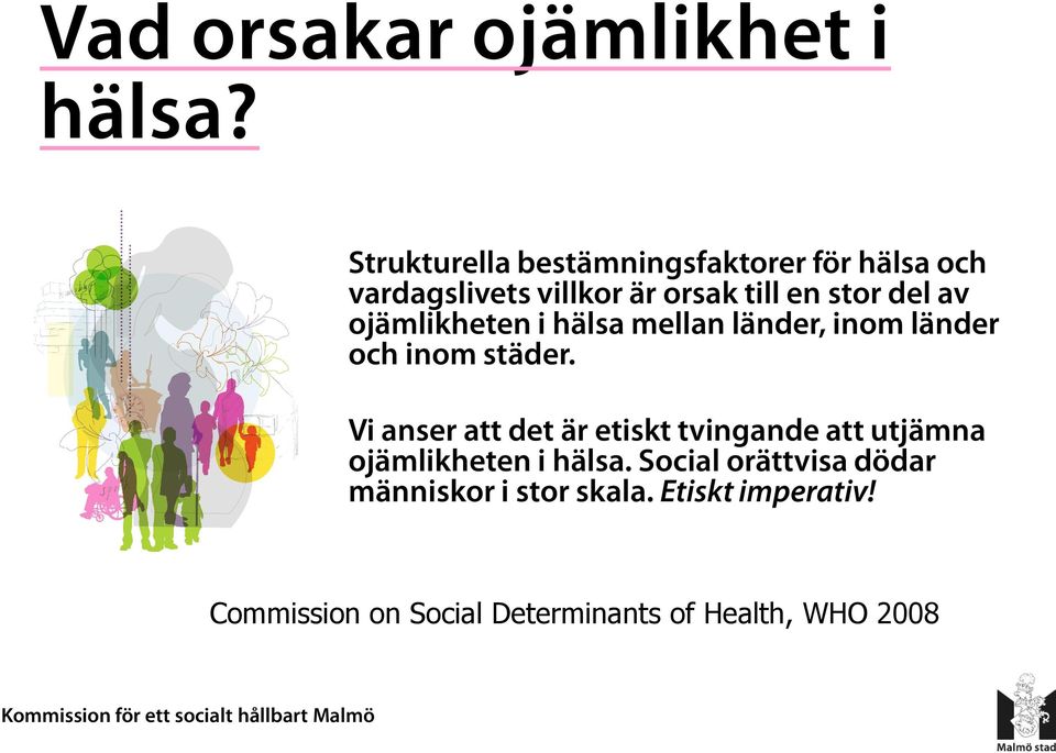 av ojämlikheten i hälsa mellan länder, inom länder och inom städer.