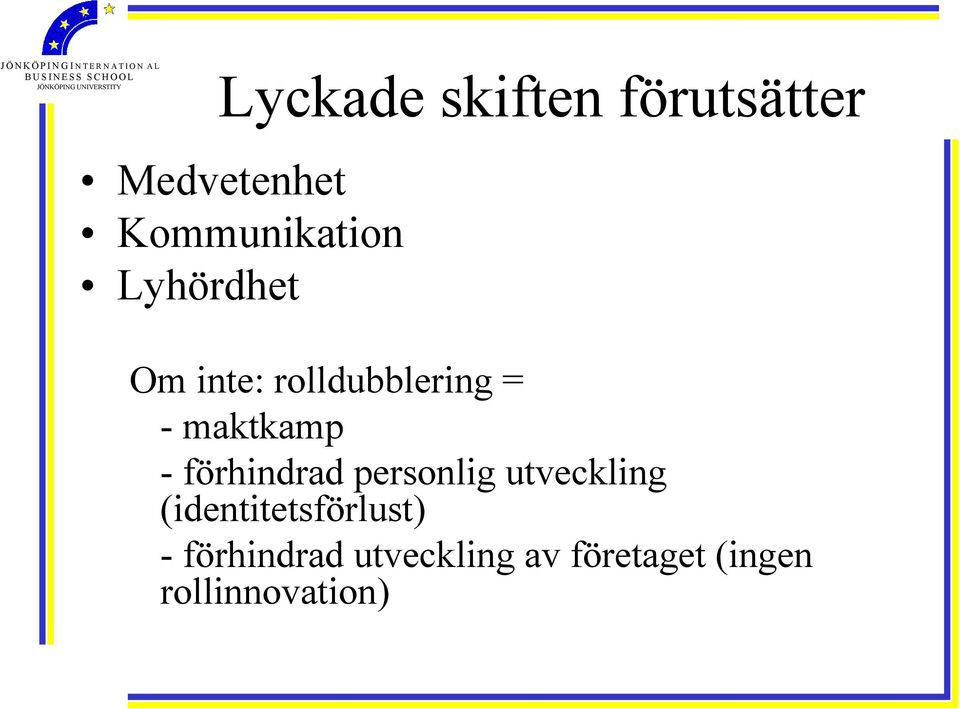 förhindrad personlig utveckling (identitetsförlust) -