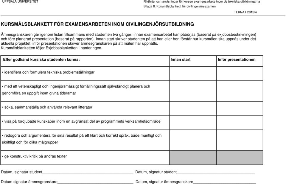 vetenskapligt och ingenjörsmässigt förhållningssätt självständigt planera och genomföra en uppgift inom givna tidsramar söka, sammanställa och använda relevant litteratur visa