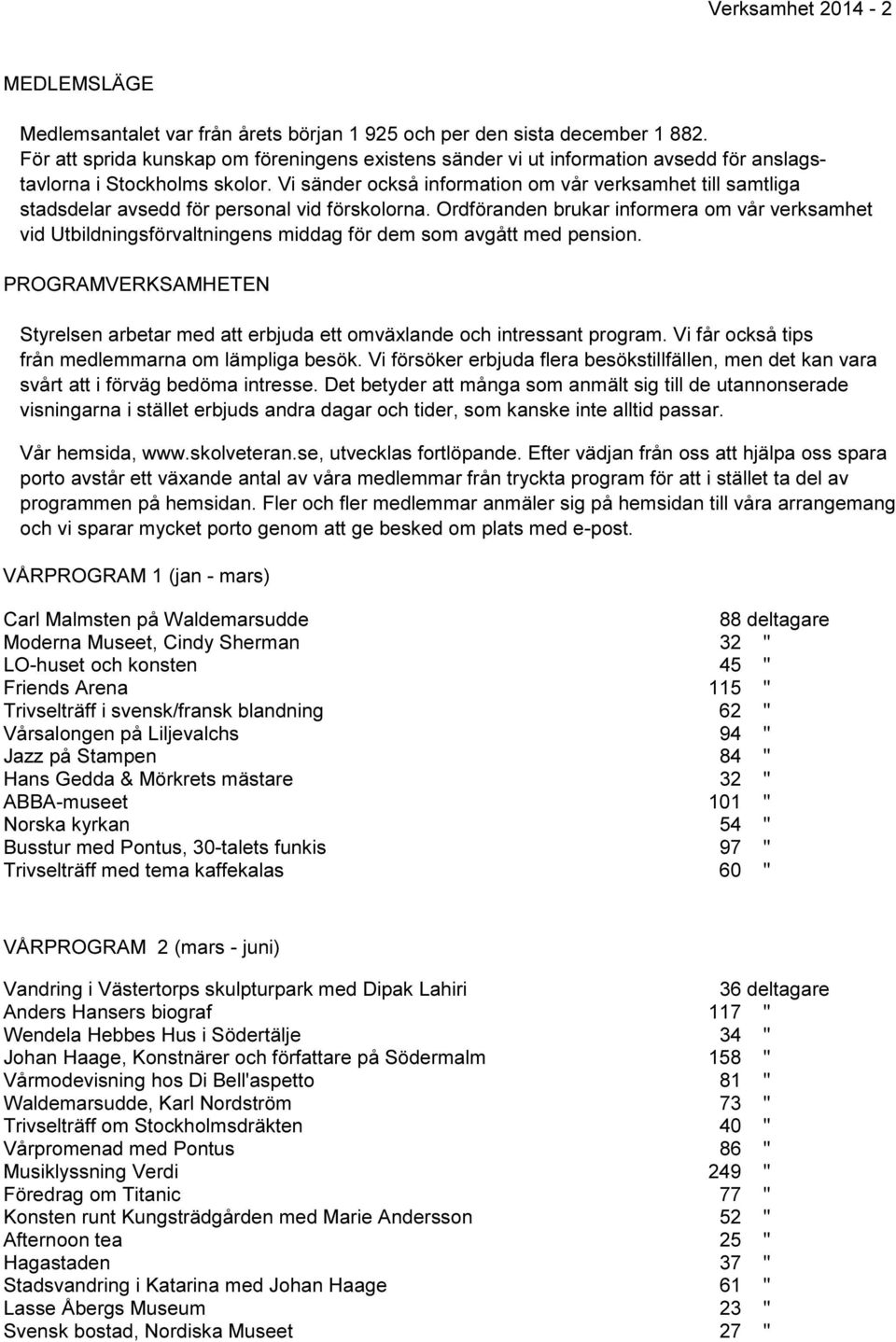 Vi sänder också information om vår verksamhet till samtliga stadsdelar avsedd för personal vid förskolorna.