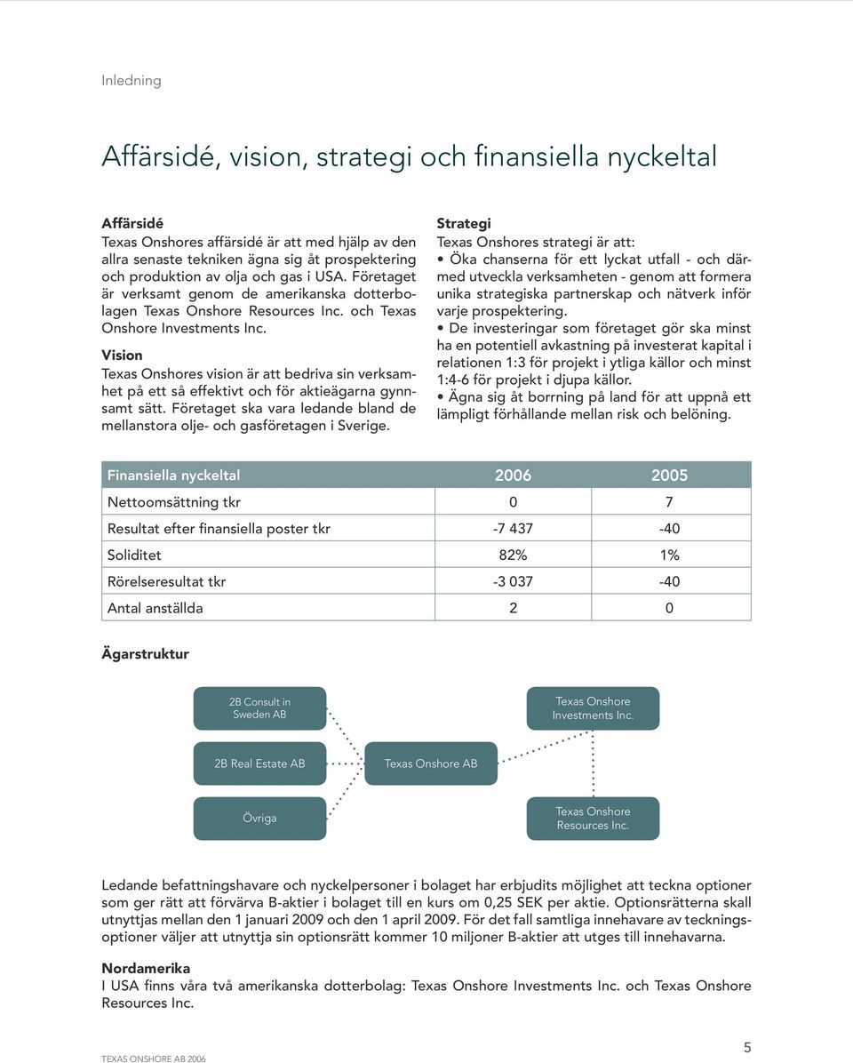 Vision Texas Onshores vision är att bedriva sin verksamhet på ett så effektivt och för aktieägarna gynnsamt sätt. Företaget ska vara ledande bland de mellanstora olje- och gasföretagen i Sverige.