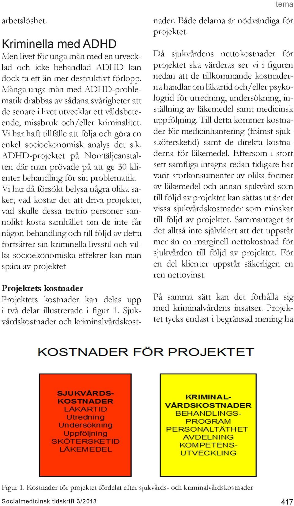 Vi har haft tillfälle att följa och göra en enkel socioekonomisk analys det s.k. ADHD-projektet på Norrtäljeanstalten där man prövade på att ge 30 klienter behandling för sin problematik.