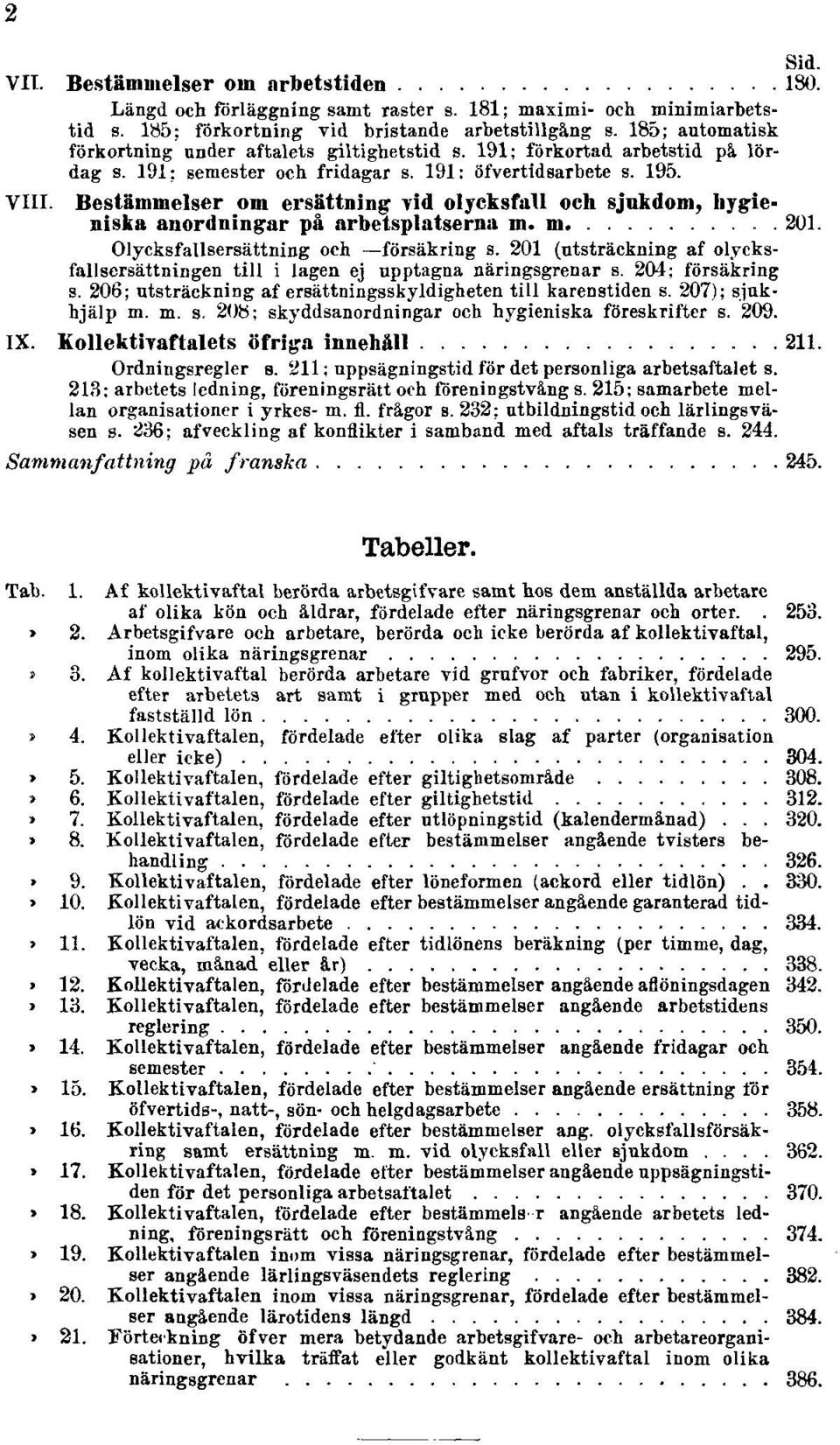 Bestämmelser om ersättning vid olycksfall och sjukdom, hygieniska anordningar på arbetsplatserna m. m. 201. Olycksfallsersättning och försäkring s.