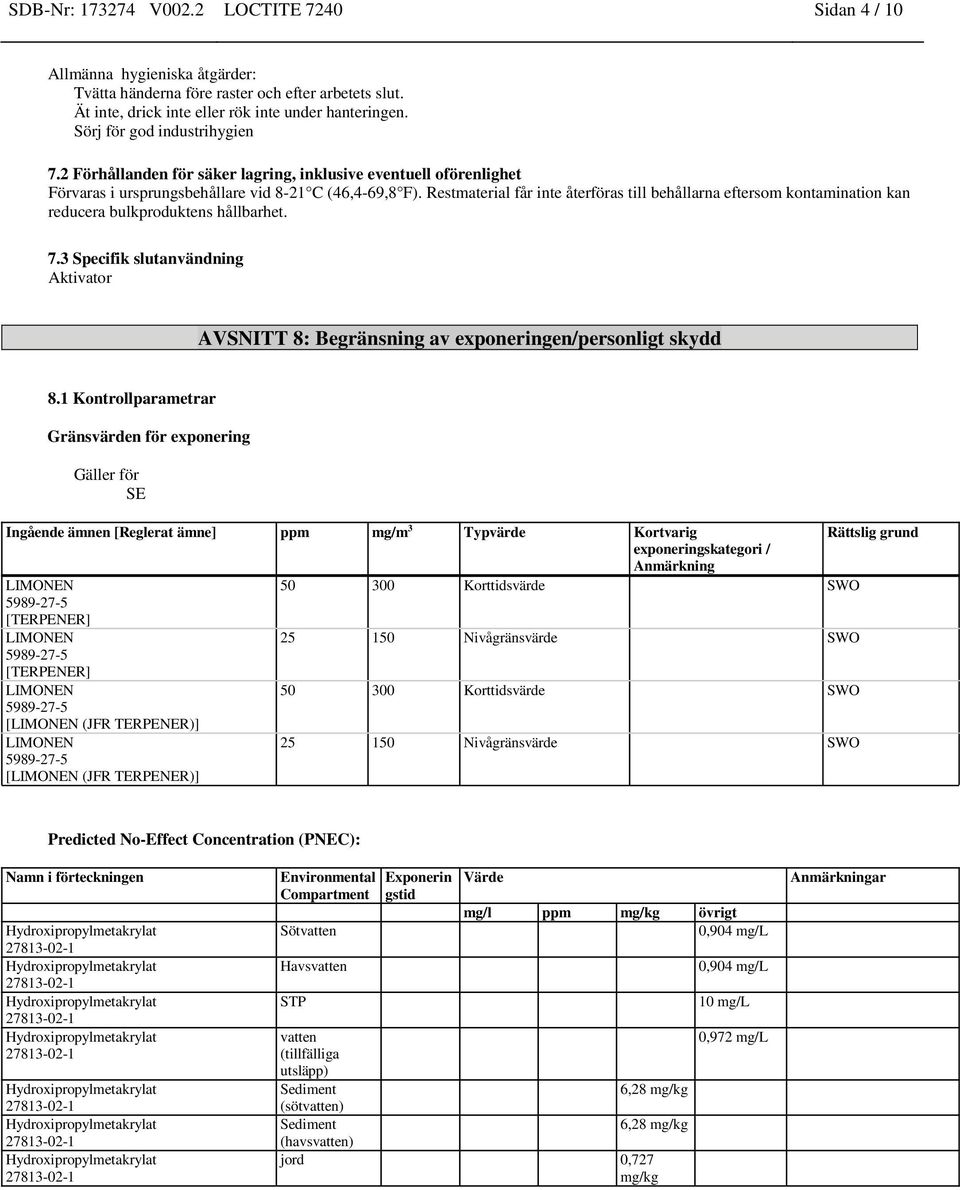 Restmaterial får inte återföras till behållarna eftersom kontamination kan reducera bulkproduktens hållbarhet. 7.