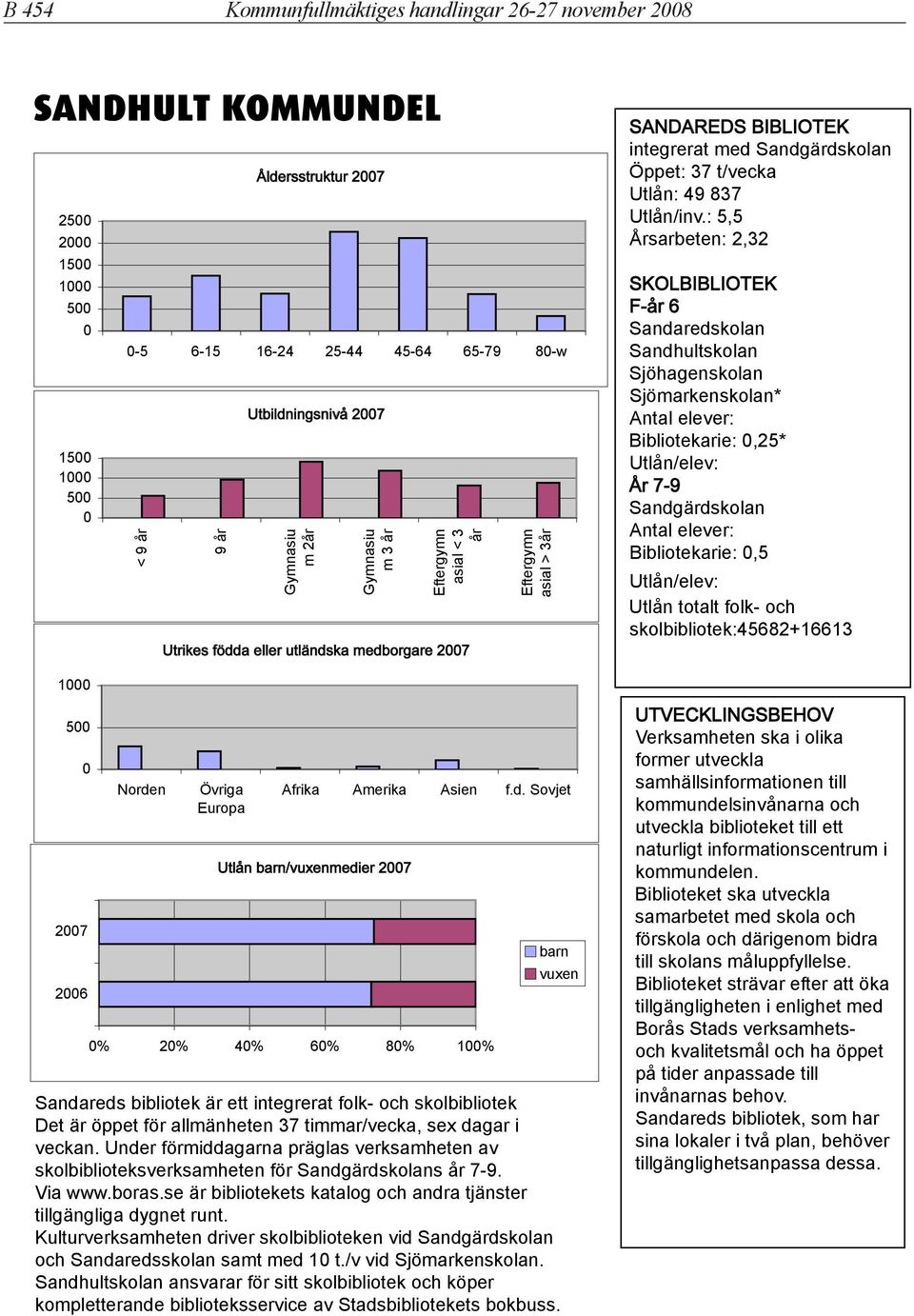 : 5,5 Årsarbeten: 2,32 Sandaredskolan Sandhultskolan Sjöhagenskolan Sjömarkenskolan* Antal elever: Bibliotekarie:,25* Utlån/elev: År 7-9 Sandgärdskolan Antal elever: Bibliotekarie:,5 Utlån/elev: