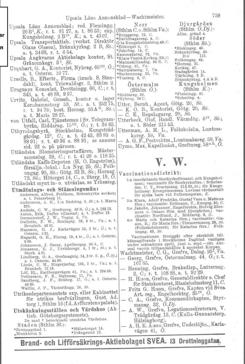 ; '"Hötorget6, O. ' ( thlm SÖ.): a. t. 3468, r. t. 654.. Jakobsg. 14, O. 2i~~~yg:f~g~060. U l A k Akt b l k t St Kammakareg.72, Va. psa a ng varns le o ags on or,. KlaraVäBtraKyrkog.3B,0. D:o 115.