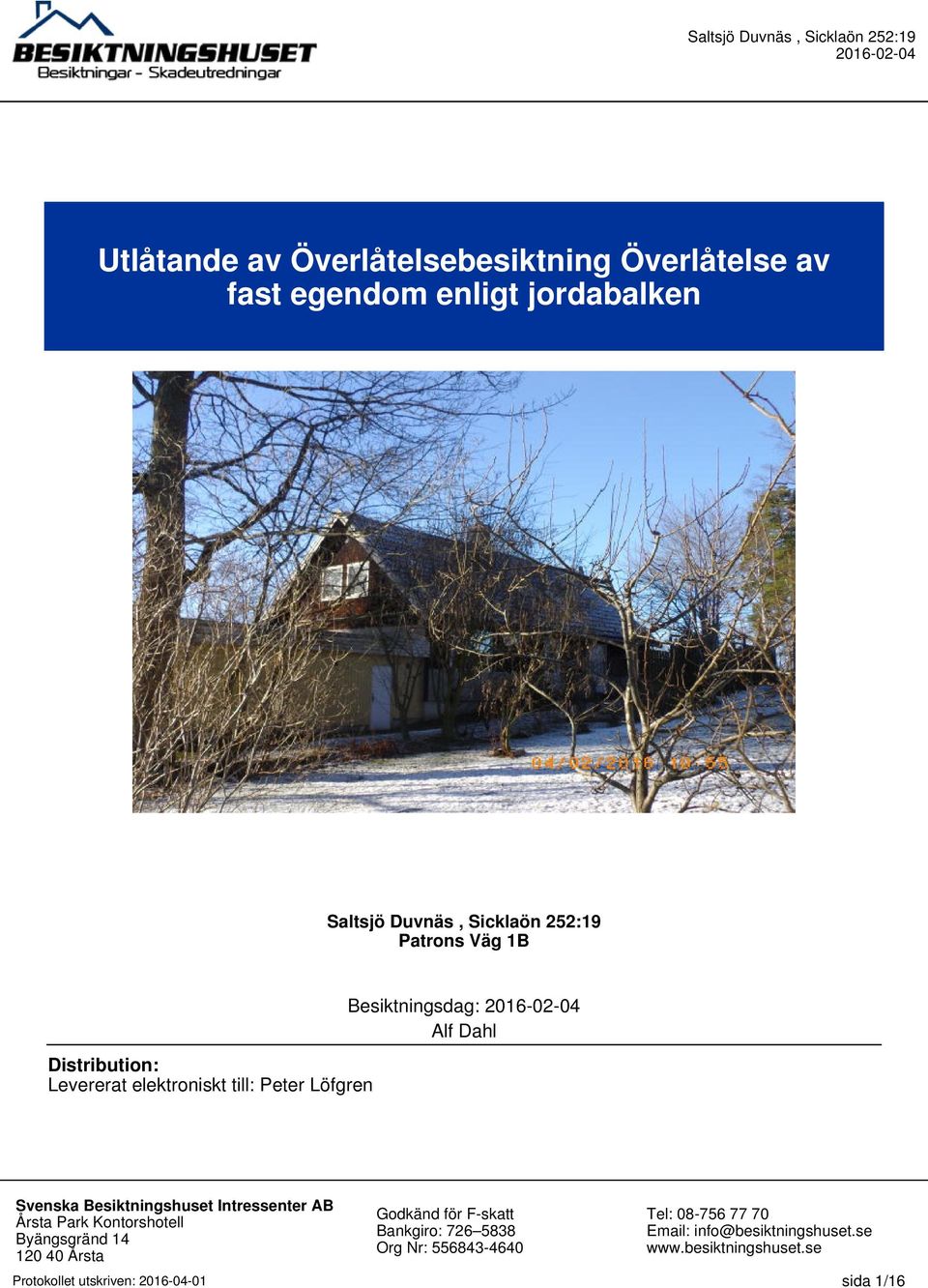 1B Distribution: Levererat elektroniskt till: Peter Löfgren