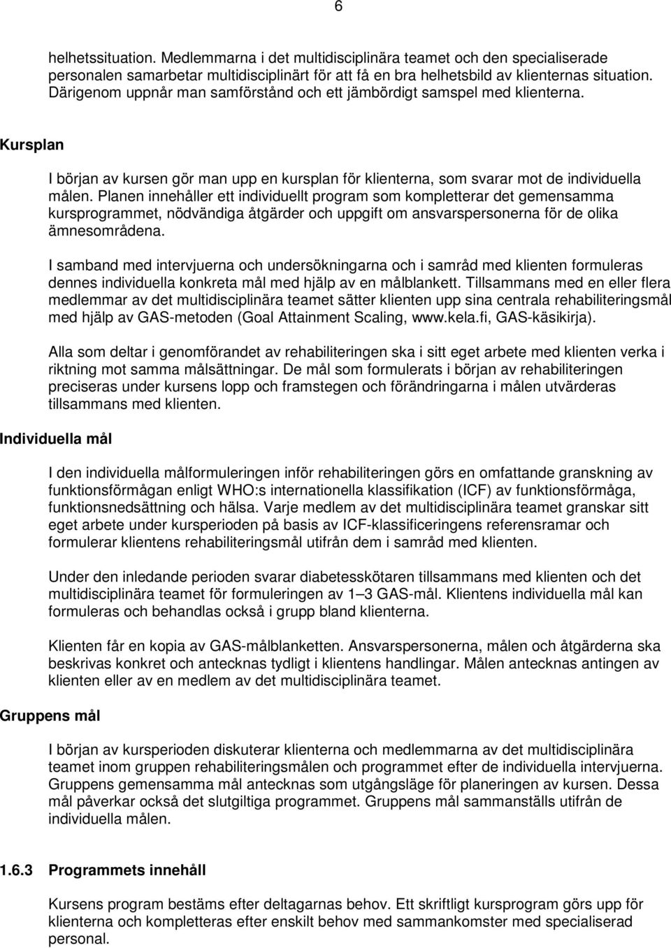 Planen innehåller ett individuellt program som kompletterar det gemensamma kursprogrammet, nödvändiga åtgärder och uppgift om ansvarspersonerna för de olika ämnesområdena.