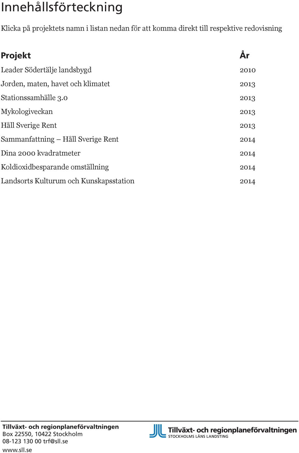 0 2013 Mykologiveckan 2013 Håll Sverige Rent 2013 Sammanfattning Håll Sverige Rent 2014 Dina 2000 kvadratmeter 2014