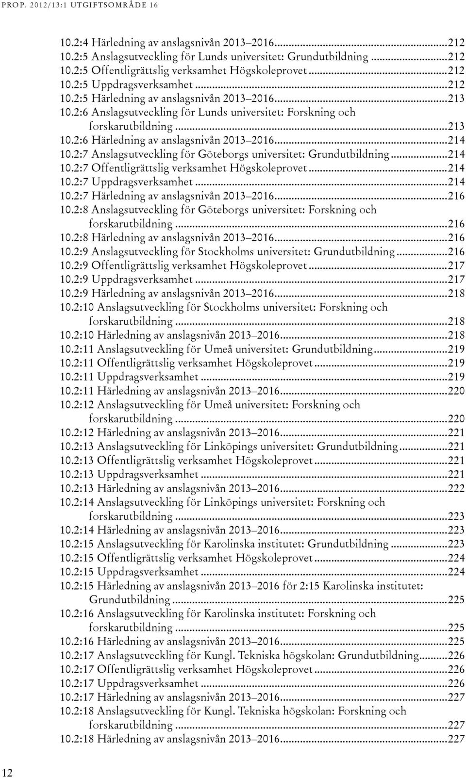 .. 1 10.:7 Offentligrättslig verksamhet Högskoleprovet... 1 10.:7 Uppdragsverksamhet... 1 10.:7 Härledning av anslagsnivån 01 016... 16 10.