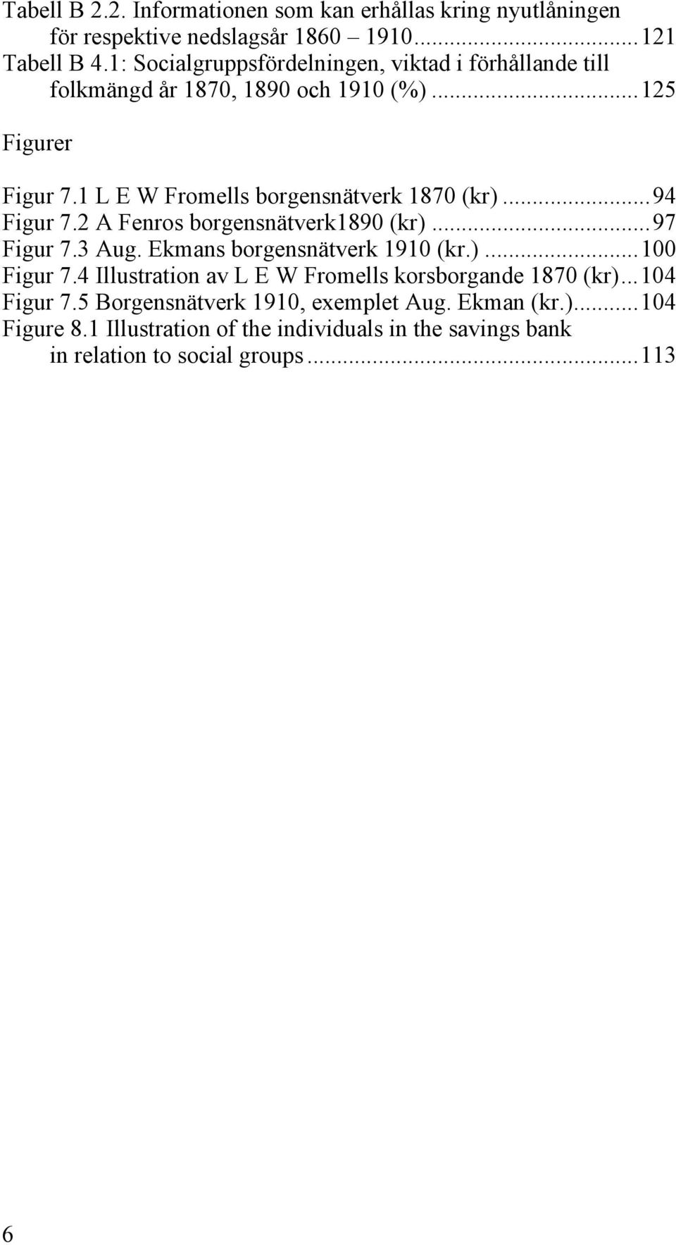 1 L E W Fromells borgensnätverk 1870 (kr)...94 Figur 7.2 A Fenros borgensnätverk1890 (kr)...97 Figur 7.3 Aug. Ekmans borgensnätverk 1910 (kr.)...100 Figur 7.