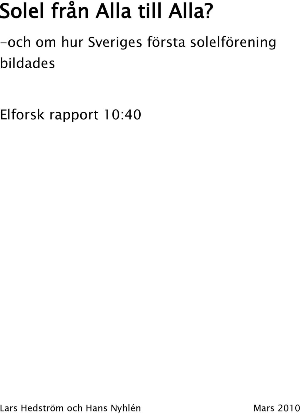 solelförening bildades Elforsk