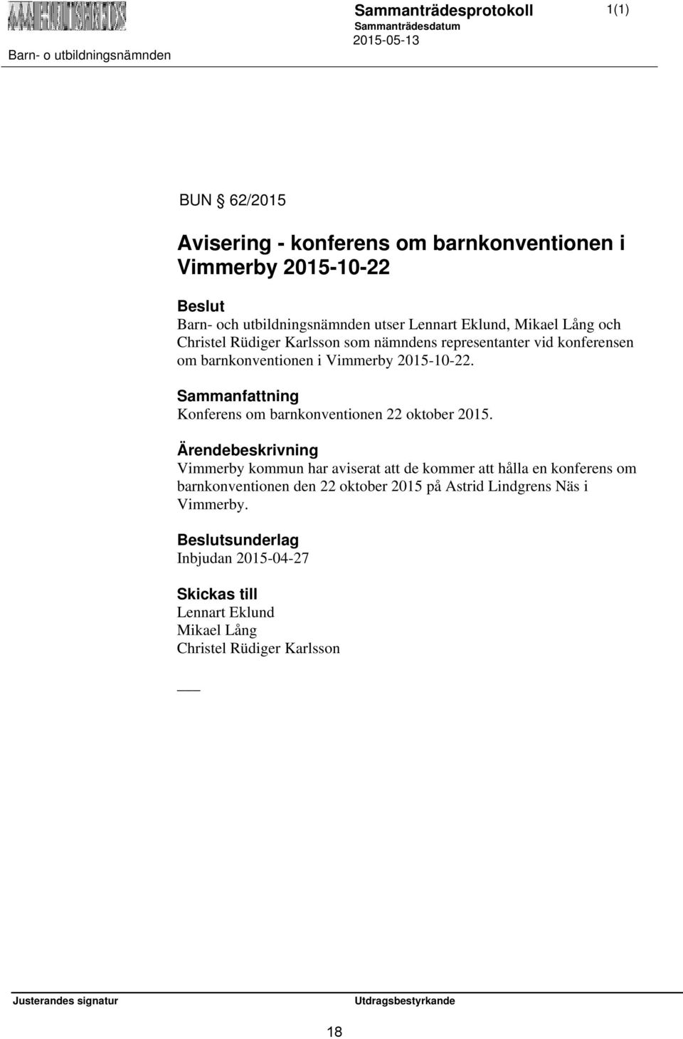 Konferens om barnkonventionen 22 oktober 2015.