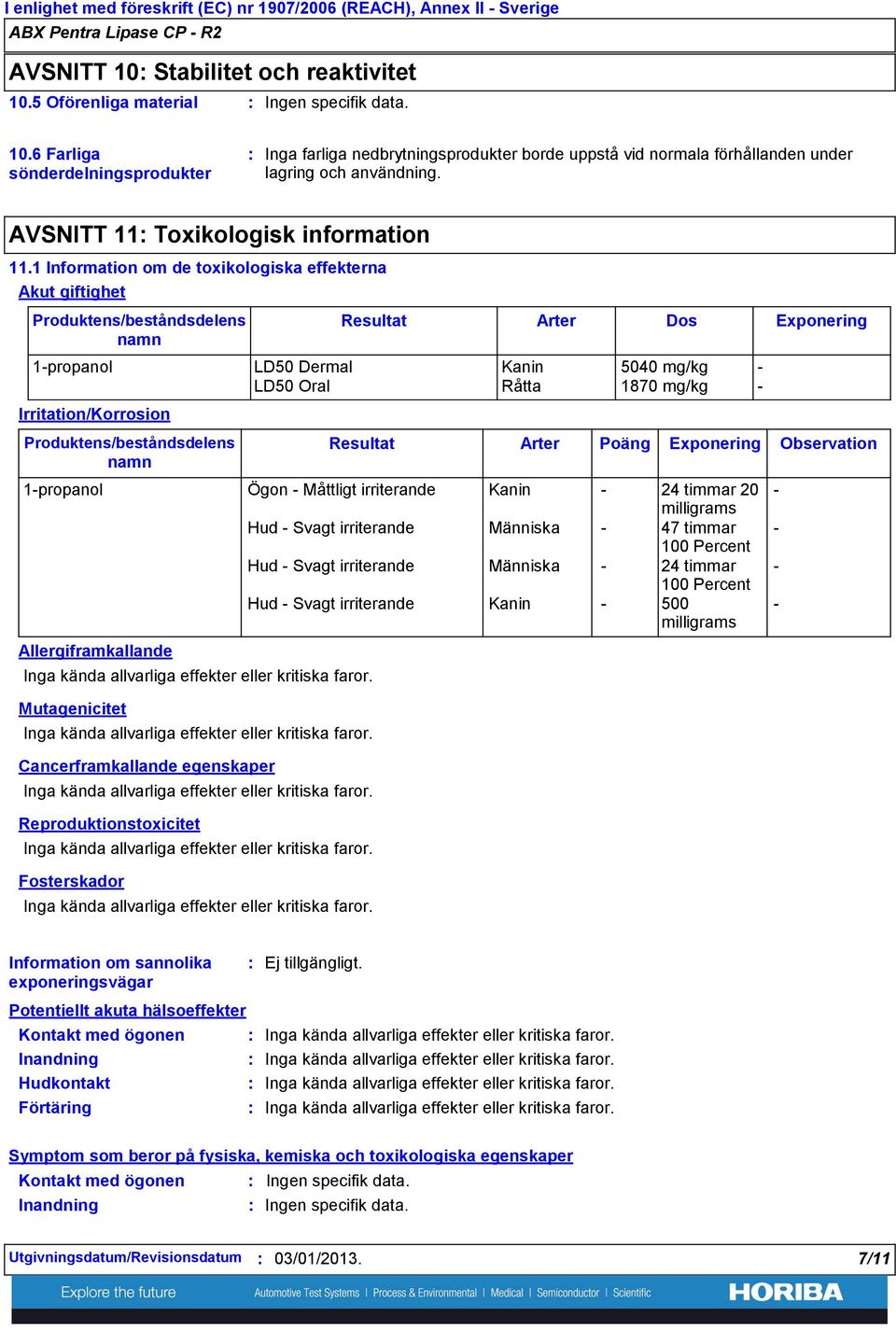 AVSNITT 11 Toxikologisk information 11.