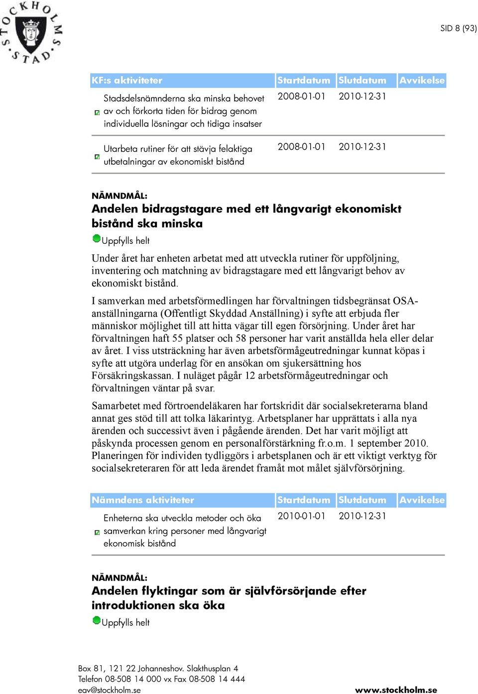 året har enheten arbetat med att utveckla rutiner för uppföljning, inventering och matchning av bidragstagare med ett långvarigt behov av ekonomiskt bistånd.