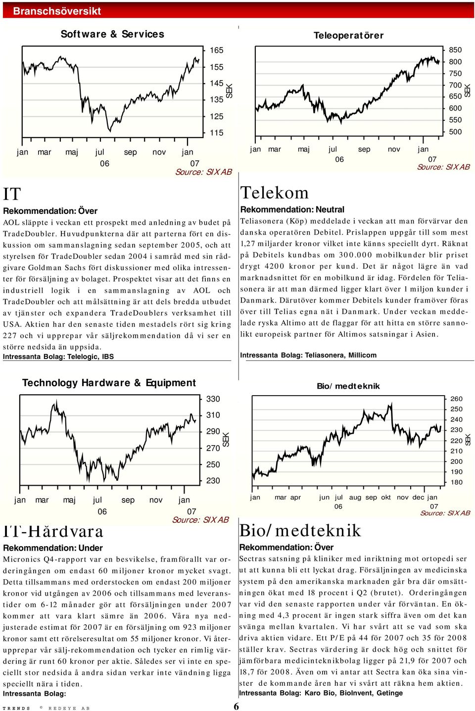 Huvudpunkterna där att parterna fört en diskussion om sammanslagning sedan september 2005, och att styrelsen för TradeDoubler sedan 2004 i samråd med sin rådgivare Goldman Sachs fört diskussioner med