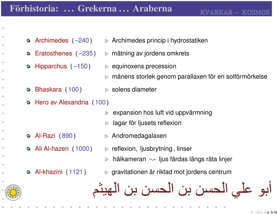 jordens omkrets equinoxens precession månens storlek genom parallaxen för en solförmörkelse solens diameter Hero av Alexandria ( 100 )