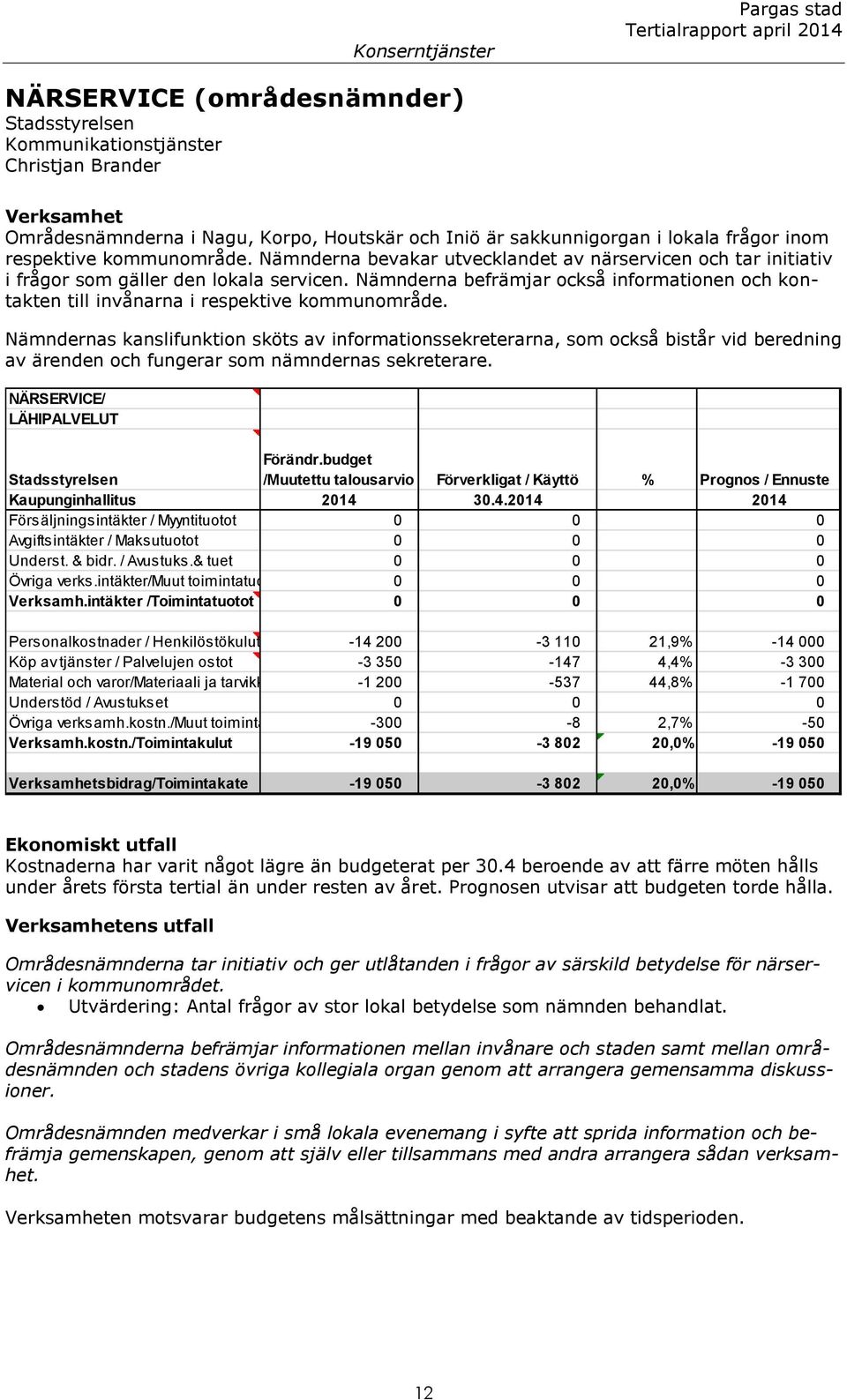 Nämnderna befrämjar också informationen och kontakten till invånarna i respektive kommunområde.