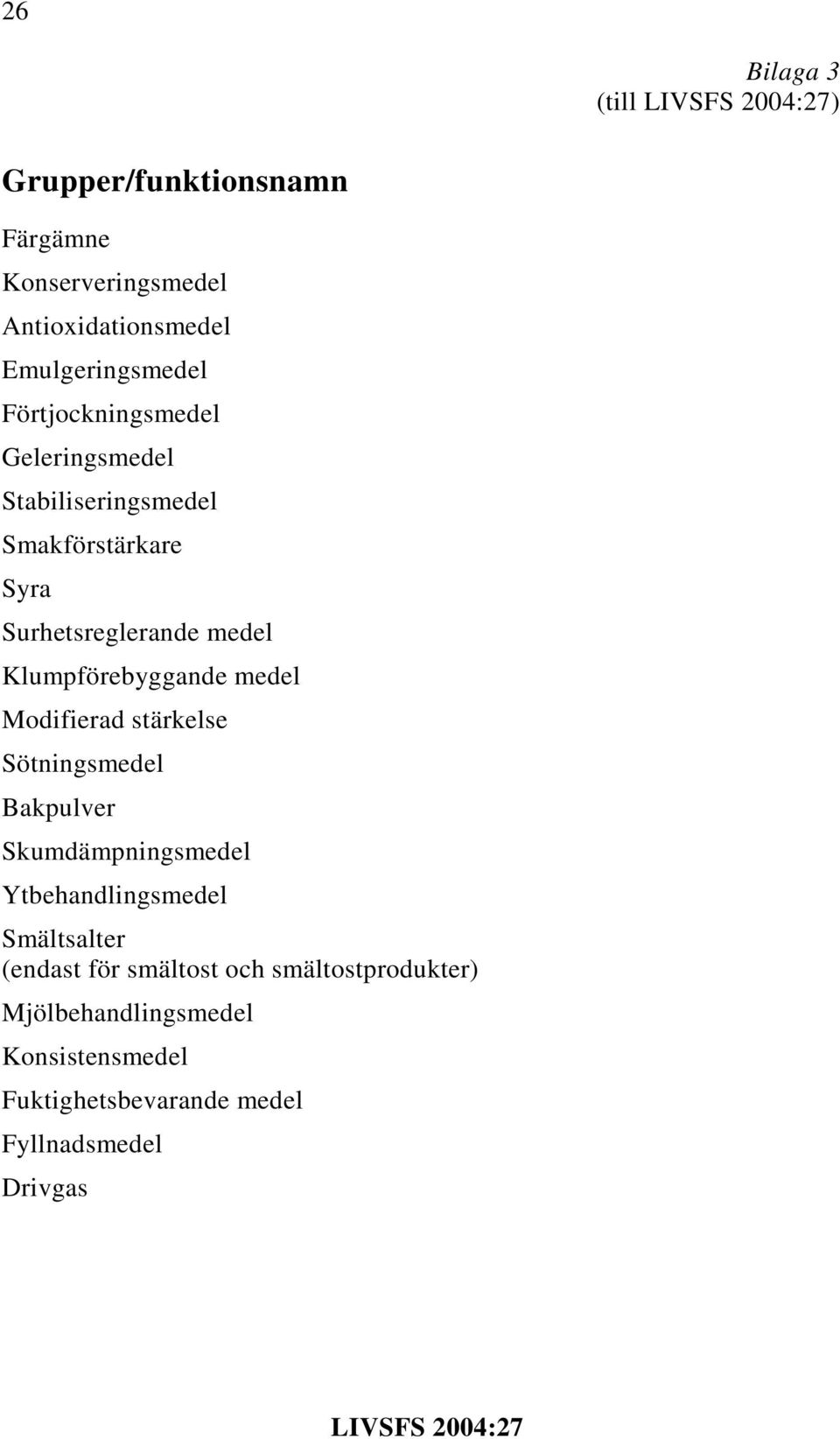 Klumpförebyggande medel Modifierad stärkelse Sötningsmedel Bakpulver Skumdämpningsmedel Ytbehandlingsmedel