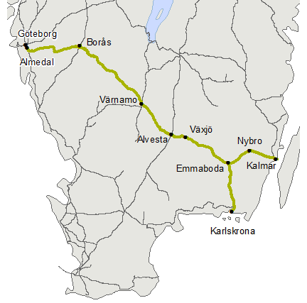 2 Avgränsningar 2.1 Geografisk avgränsning Åtgärdsvalsstudien är avgränsad till Kust till kustbanan på delen mellan Växjö och Kalmar respektive mellan Emmaboda och Karlskrona. Figur 6.