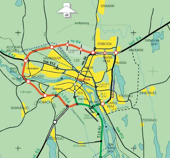 Förslag till åtgärder Att lösa problemen i Umeå med enbart påverkan på transportbehov och färdmedelsval samt effektivare nyttjande av befintligt vägnät bedöms inte vara möjligt.