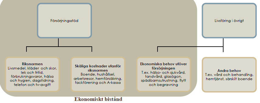 Bilaga 1 I SoL anges att den som inte själv kan tillgodose sina behov eller kan få dem tillgodosedda på annat sätt har rätt till ekonomiskt bistånd.